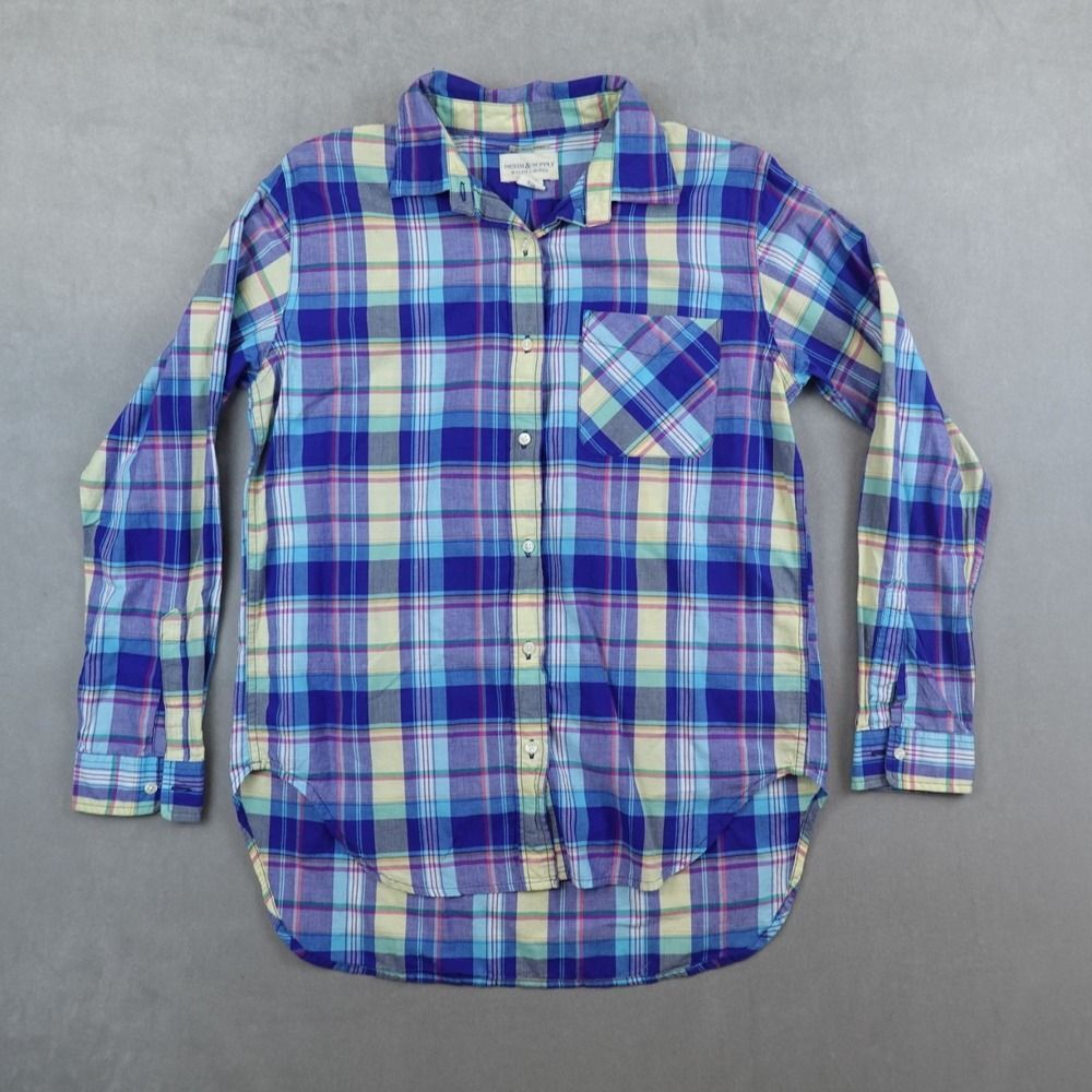 Denim & Supply Shirt RL Boyfriend Ralph Lauren Blue Plaid Button Womens M India
